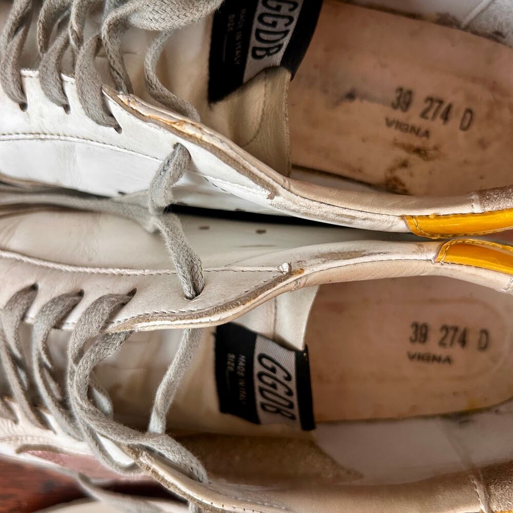 Golden Goose Superstar Sneakers w/Pink Metallic Star and Gold Heel Tab Sz 39 - Picture 13 of 15